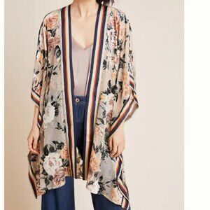 Aratta Silent Journey Burnout Velvet Floral Kimono Sheer Cardigan, One Size